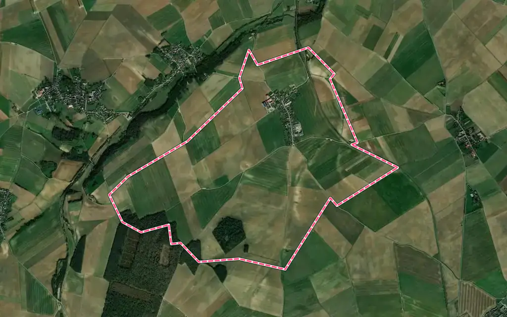 Vue satellite de Godenvillers avec ses contours administratifs