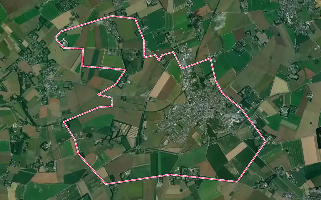 Vue satellite de Goderville avec ses contours administratifs