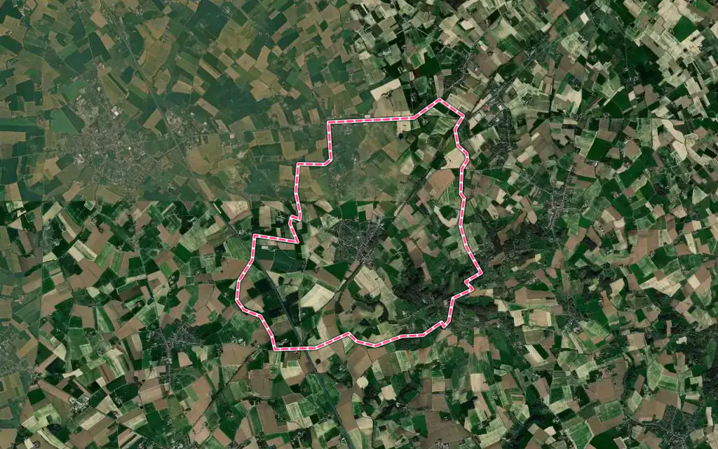 Vue satellite de Godewaersvelde avec ses contours administratifs