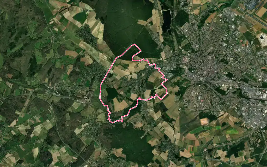 Vue satellite de Goincourt avec ses contours administratifs