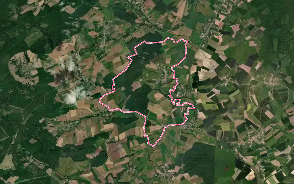 Vue satellite de Gomelange avec ses contours administratifs