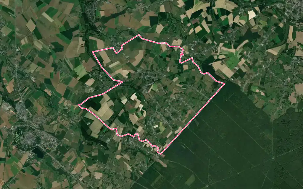 Vue satellite de Gommegnies avec ses contours administratifs