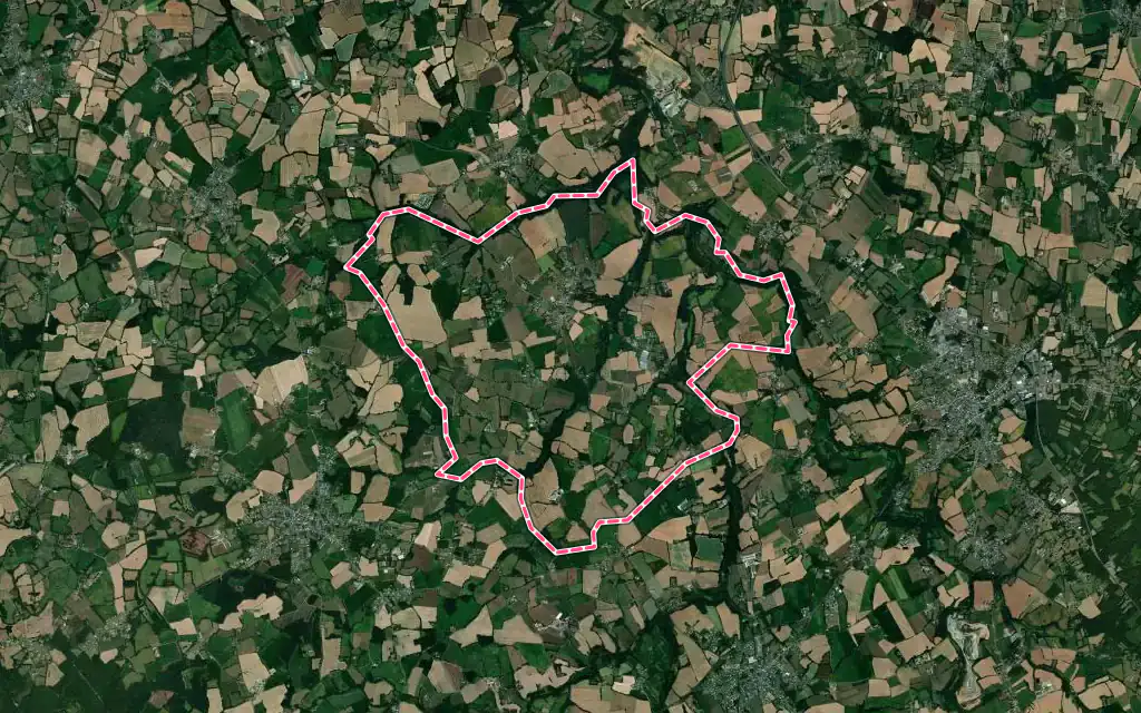Vue satellite de Gommenec'h avec ses contours administratifs