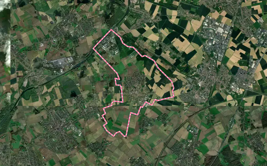 Vue satellite de Gondecourt avec ses contours administratifs
