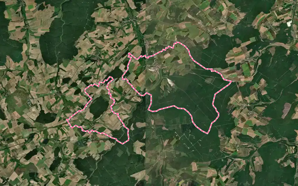Vue satellite de Gondrecourt-le-Château avec ses contours administratifs