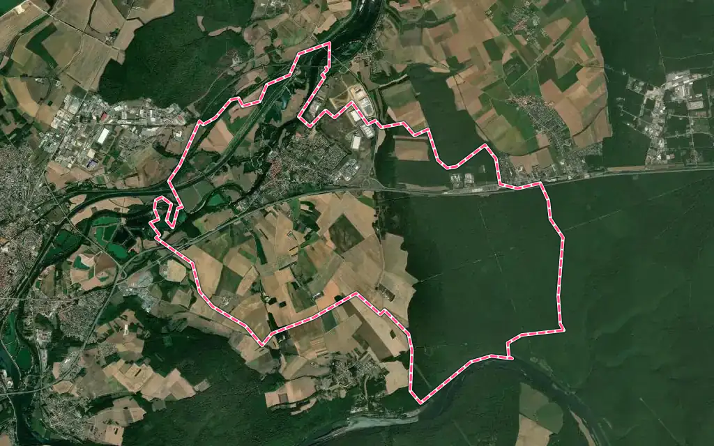 Vue satellite de Gondreville avec ses contours administratifs