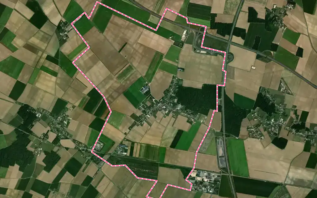 Vue satellite de Gondreville avec ses contours administratifs