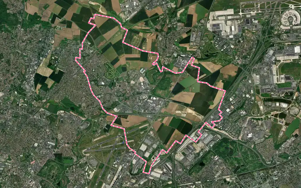 Vue satellite de Gonesse avec ses contours administratifs