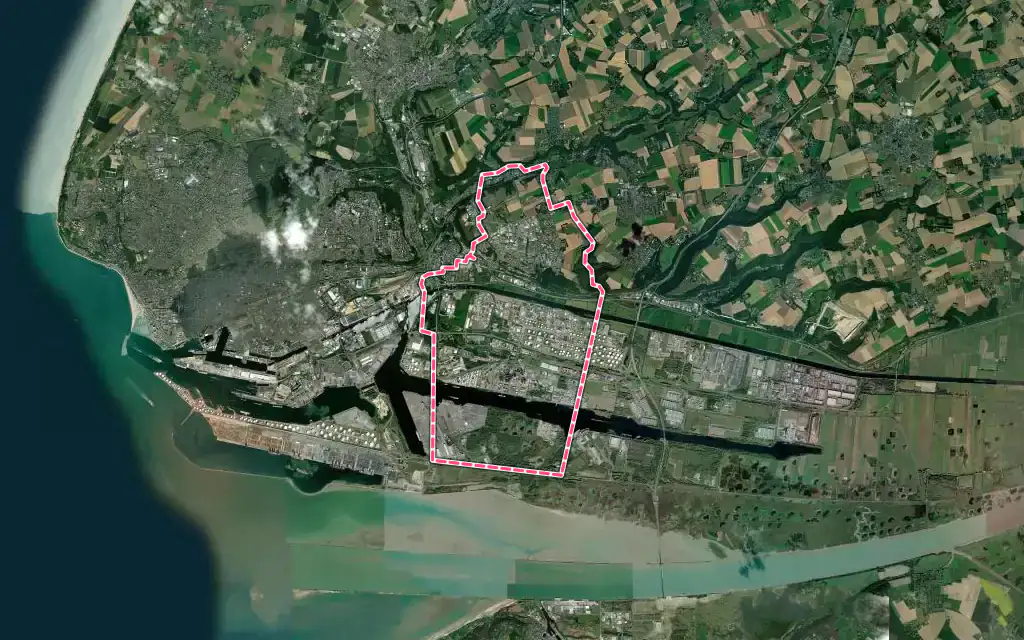 Vue satellite de Gonfreville-l'Orcher avec ses contours administratifs