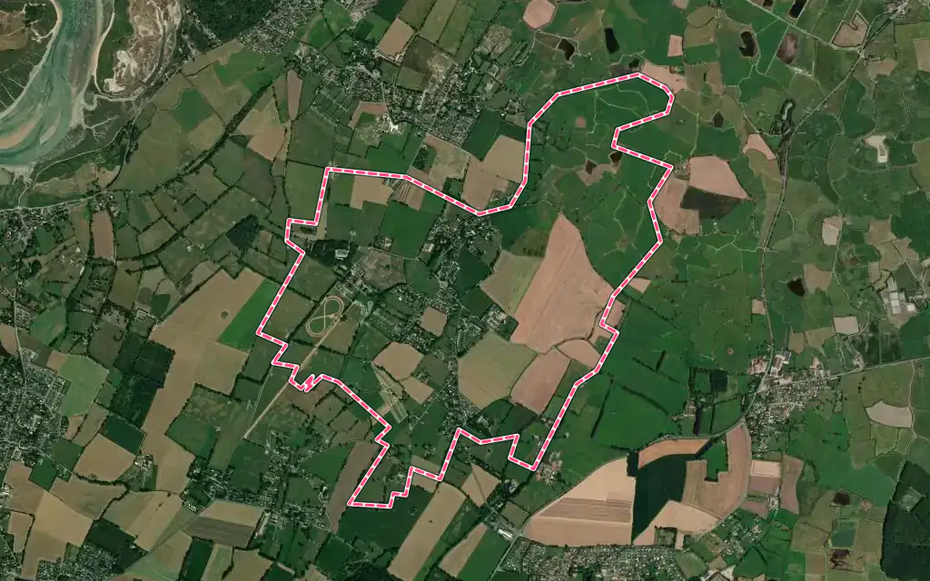 Vue satellite de Gonneville-en-Auge avec ses contours administratifs