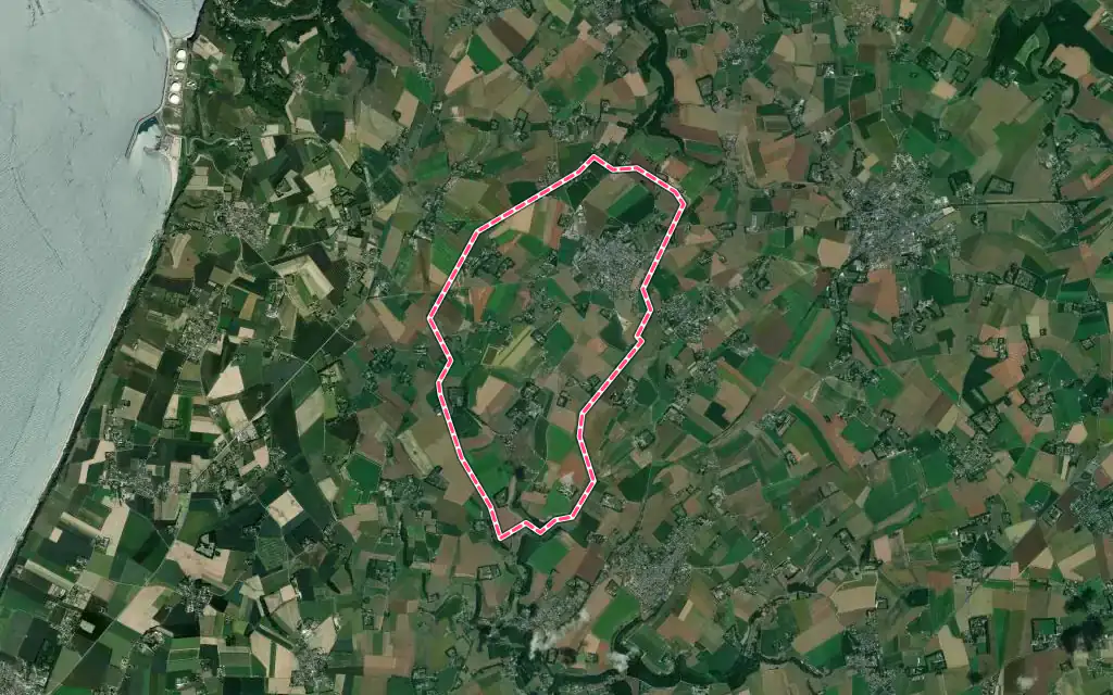 Vue satellite de Gonneville-la-Mallet avec ses contours administratifs