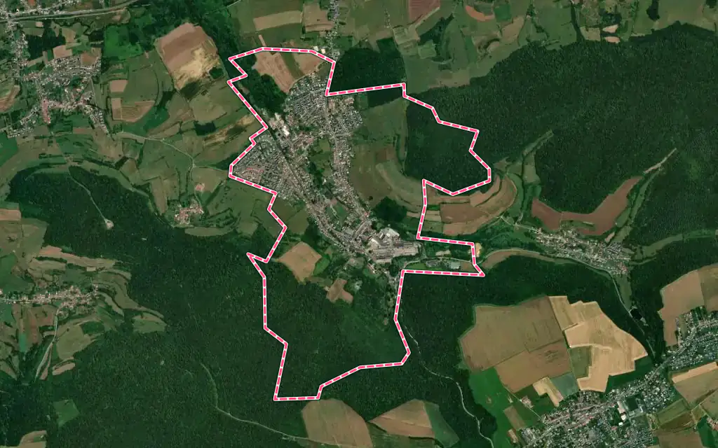 Vue satellite de Gorcy avec ses contours administratifs