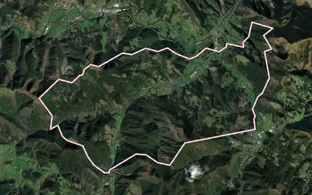 Vista satélite de Gordexola con su contorno administrativo