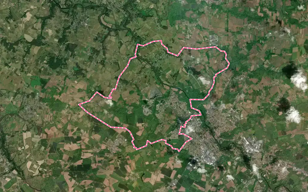 Vue satellite de Gorges avec ses contours administratifs