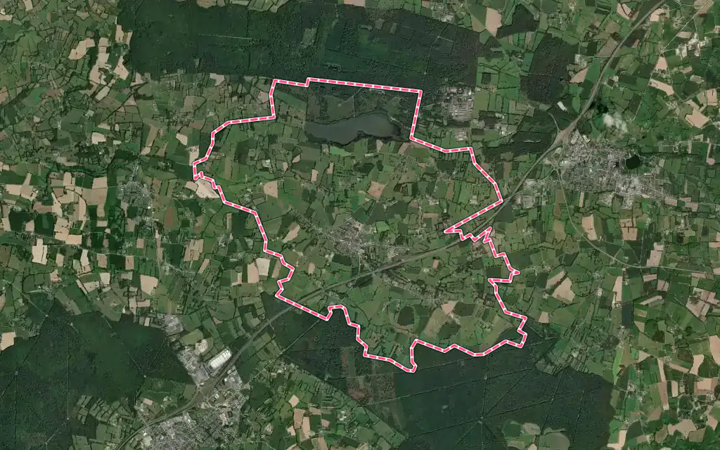 Vue satellite de Gosné avec ses contours administratifs