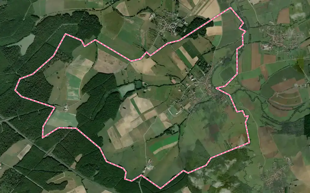 Vue satellite de Gosselming avec ses contours administratifs