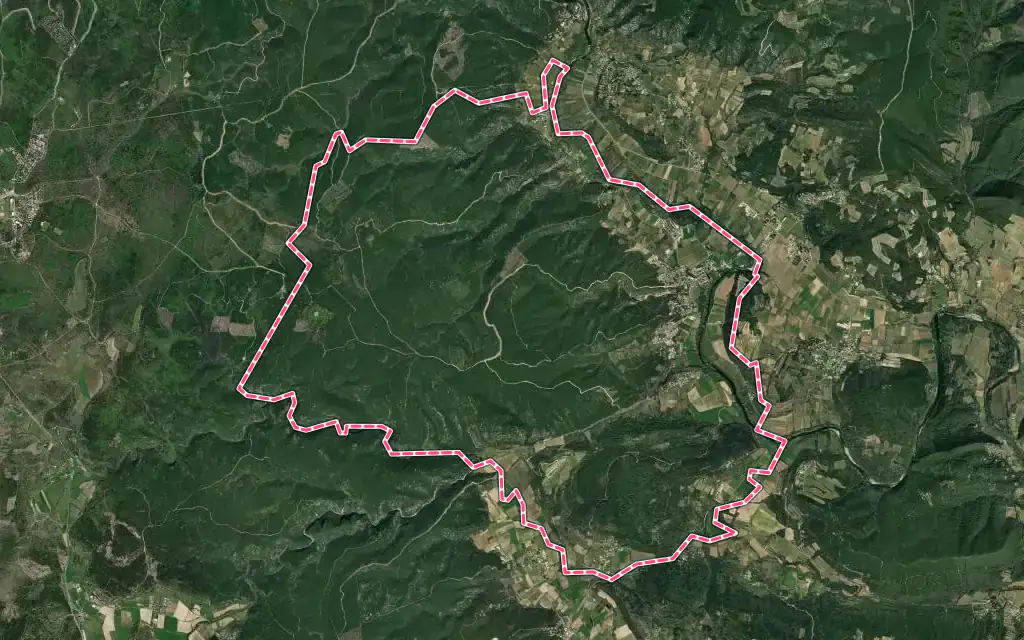Vue satellite de Goudargues avec ses contours administratifs