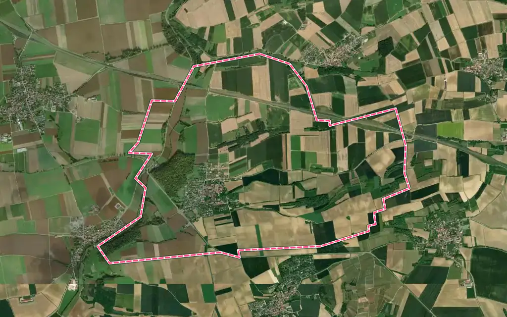 Vue satellite de Gougenheim avec ses contours administratifs