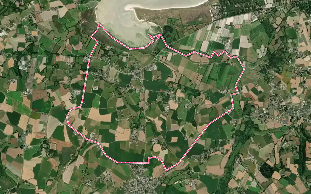 Vue satellite de Goulven avec ses contours administratifs