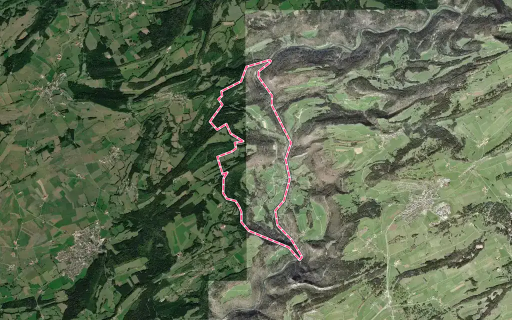Vue satellite de Goumois avec ses contours administratifs