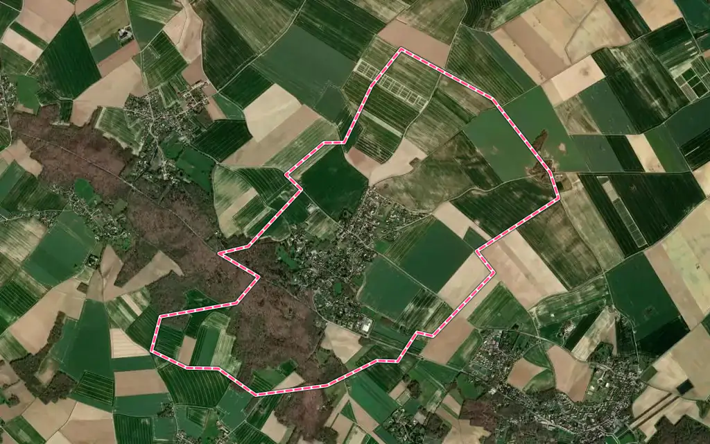 Vue satellite de Goupillières avec ses contours administratifs