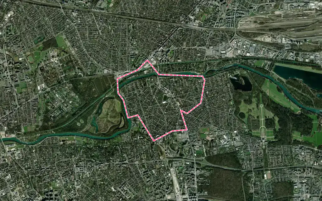 Vue satellite de Gournay-sur-Marne avec ses contours administratifs