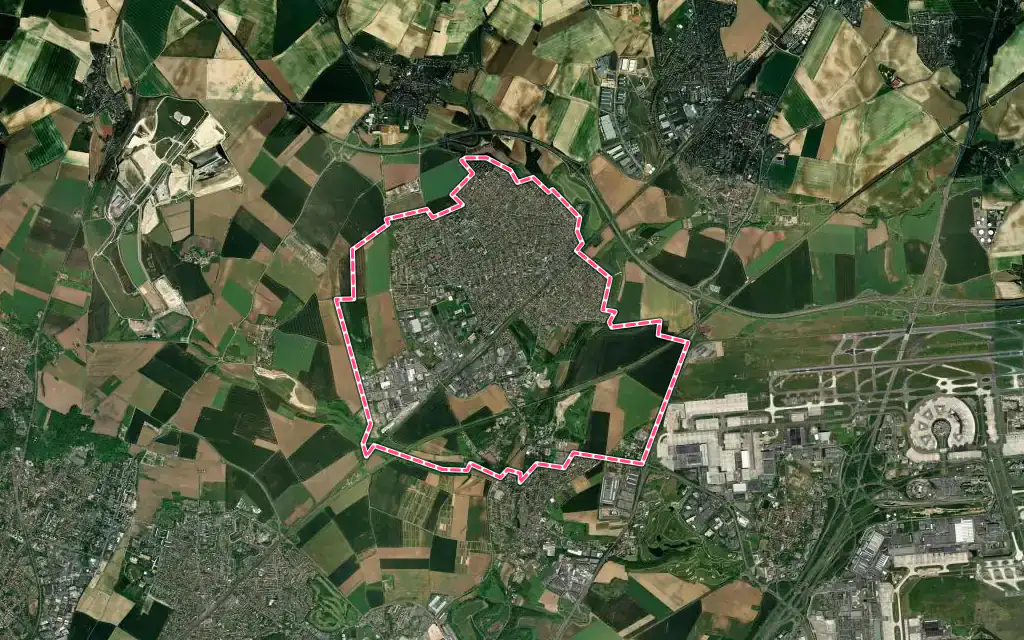 Vue satellite de Goussainville avec ses contours administratifs