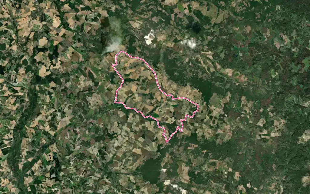 Vue satellite de Gout-Rossignol avec ses contours administratifs