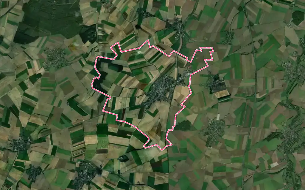 Vue satellite de Gouzeaucourt avec ses contours administratifs