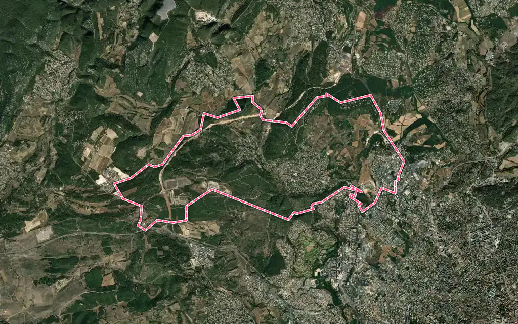 Vue satellite de Grabels avec ses contours administratifs