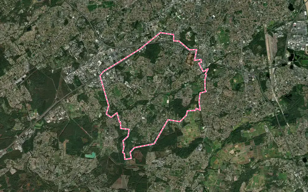 Vue satellite de Gradignan avec ses contours administratifs