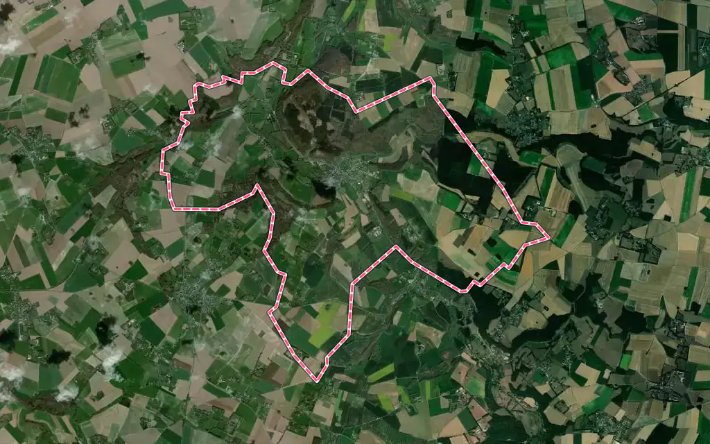 Vue satellite de Grainville-la-Teinturière avec ses contours administratifs