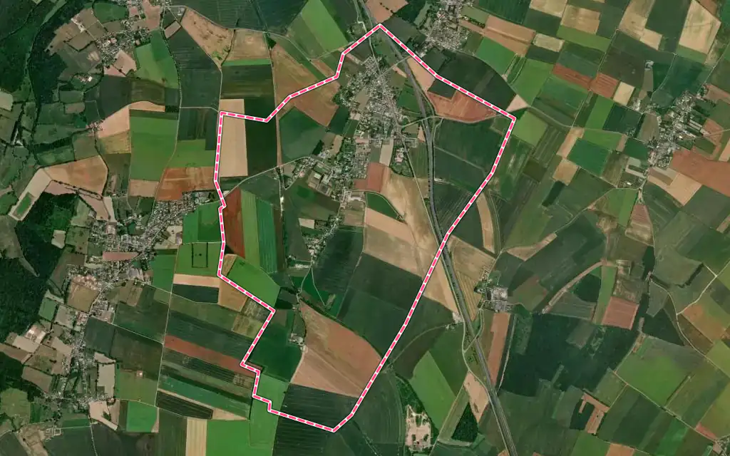 Vue satellite de Grainville-Langannerie avec ses contours administratifs