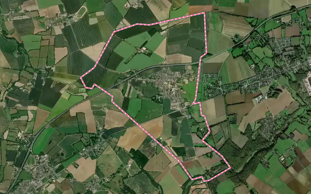Vue satellite de Grainville-sur-Odon avec ses contours administratifs
