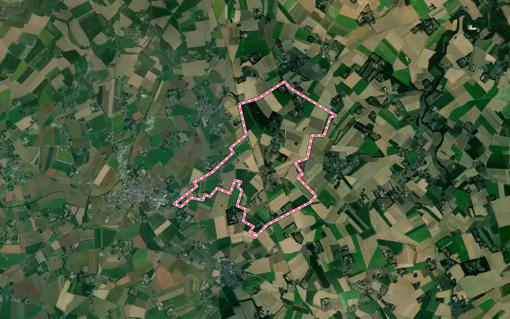Vue satellite de Grainville-Ymauville avec ses contours administratifs