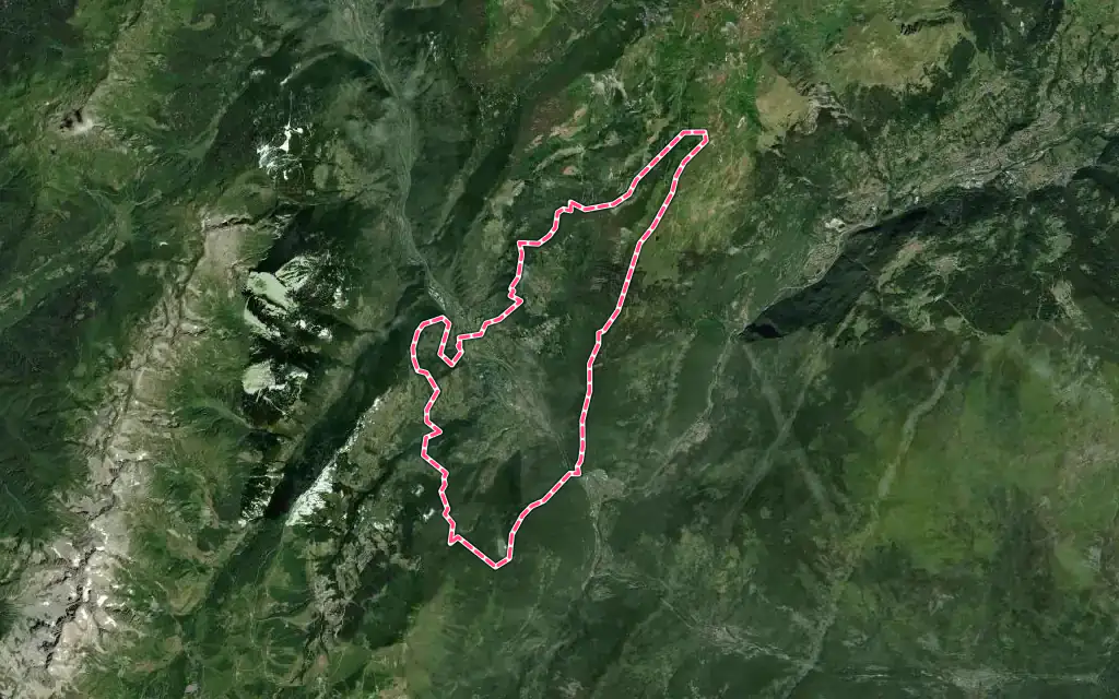 Vue satellite de Grand-Aigueblanche avec ses contours administratifs