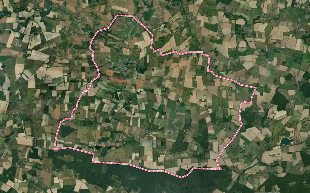 Vue satellite de Grand-Auverné avec ses contours administratifs