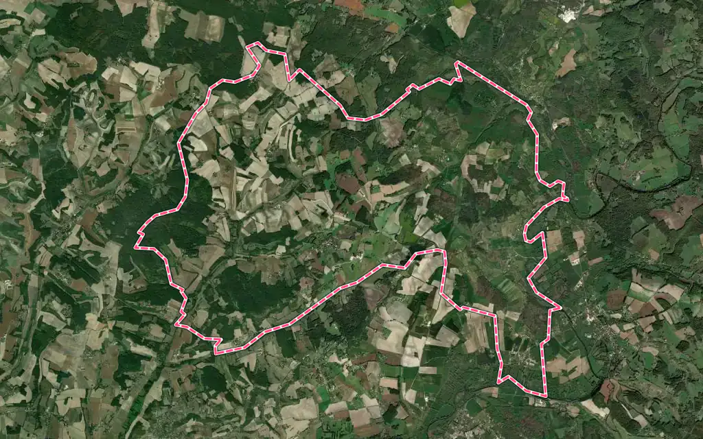 Vue satellite de Grand-Brassac avec ses contours administratifs