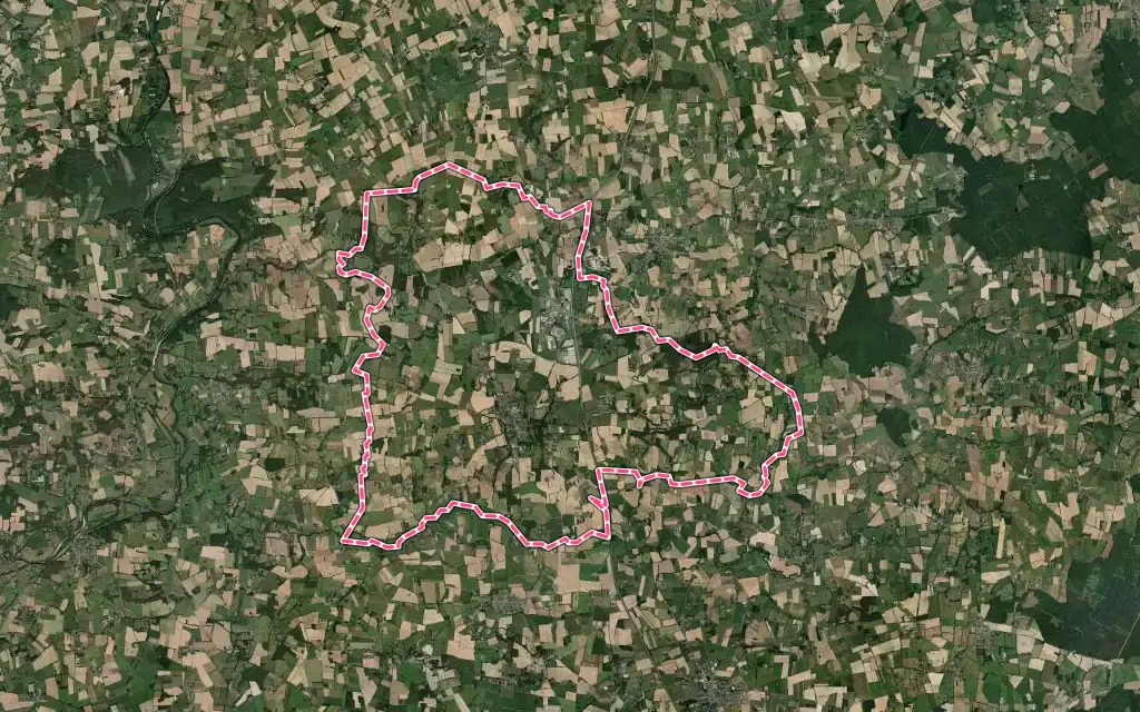 Vue satellite de Grand-Fougeray avec ses contours administratifs