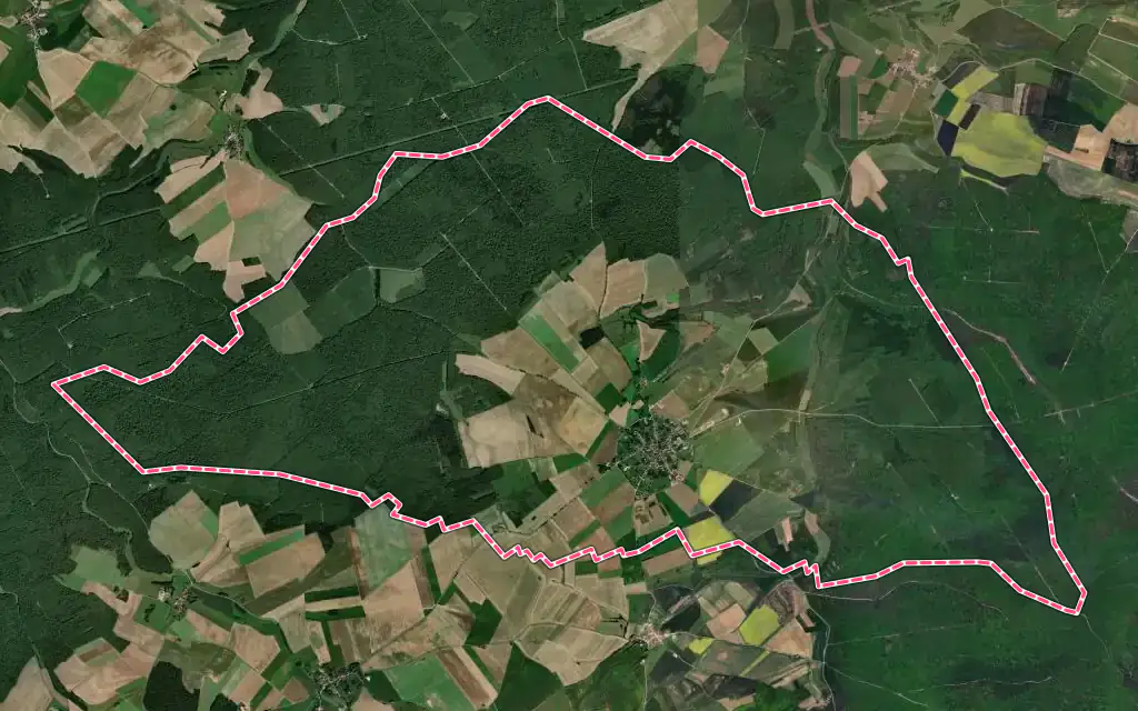 Vue satellite de Grand avec ses contours administratifs
