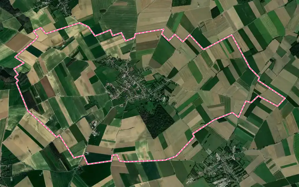 Vue satellite de Grand-Rullecourt avec ses contours administratifs