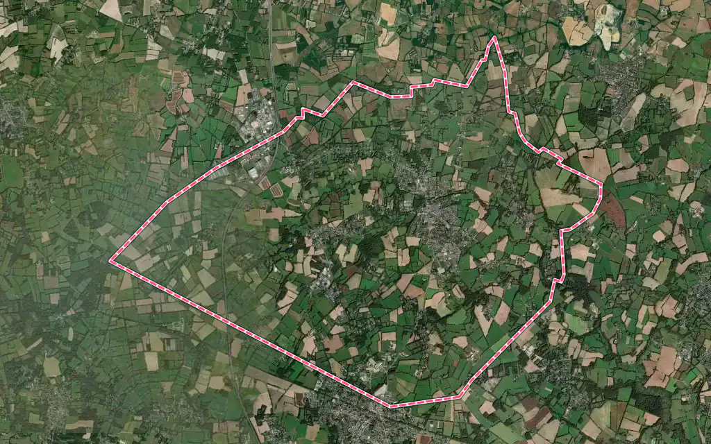 Vue satellite de Grandchamp-des-Fontaines avec ses contours administratifs