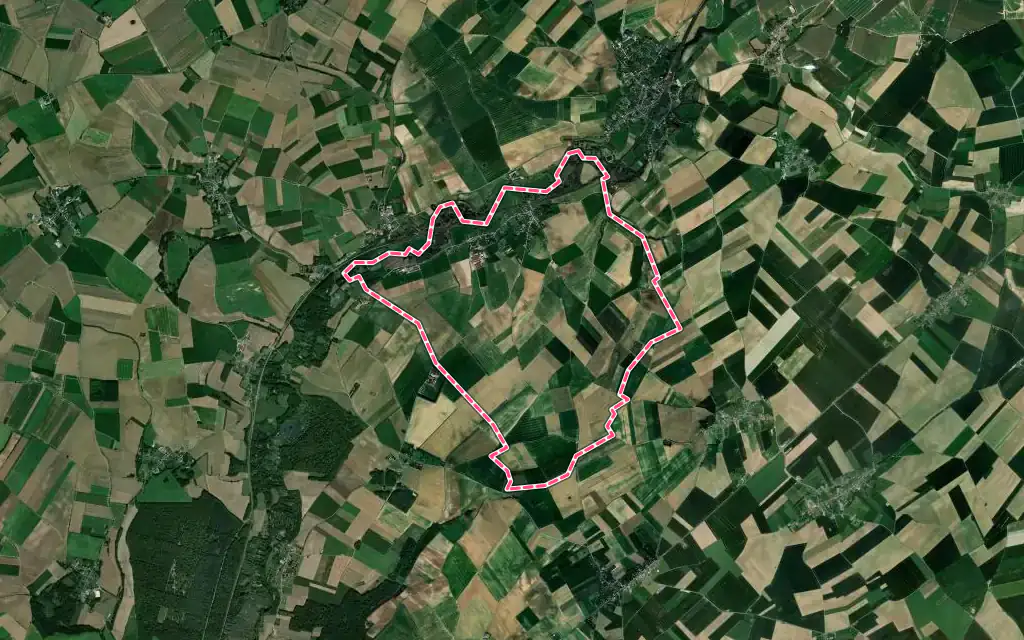 Vue satellite de Grandcourt avec ses contours administratifs