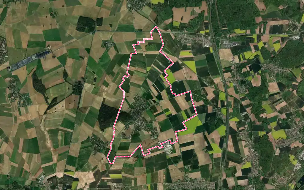 Vue satellite de Grandfresnoy avec ses contours administratifs