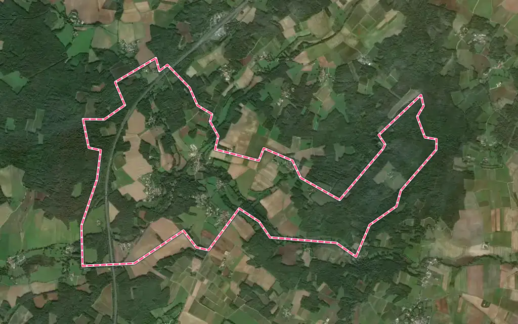 Vue satellite de Grandjean avec ses contours administratifs
