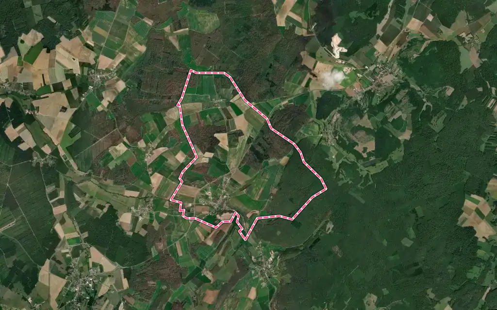 Vue satellite de Grandvelle-et-le-Perrenot avec ses contours administratifs