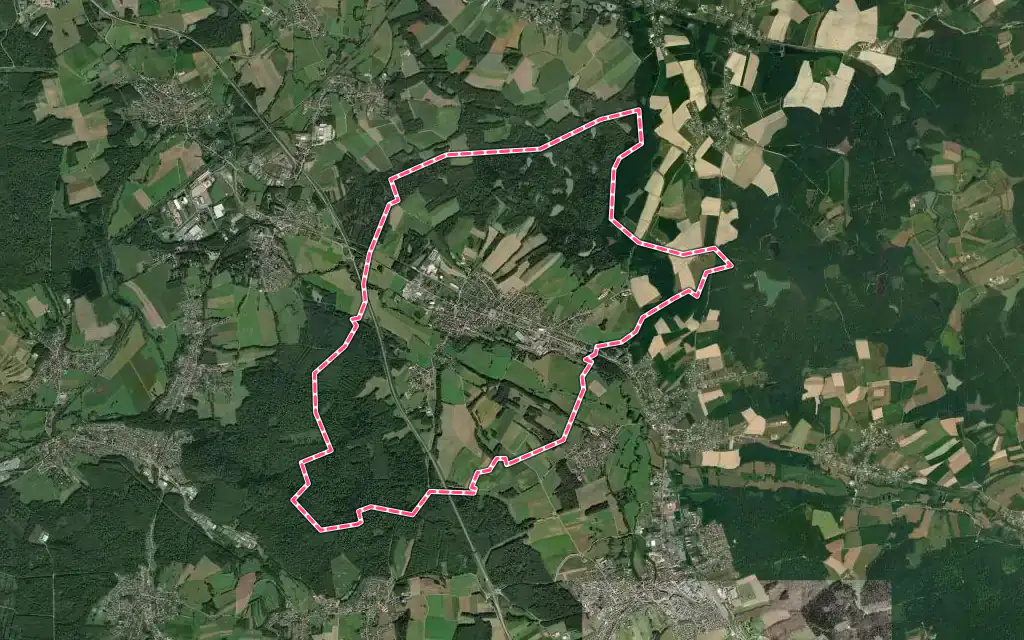 Vue satellite de Grandvillars avec ses contours administratifs