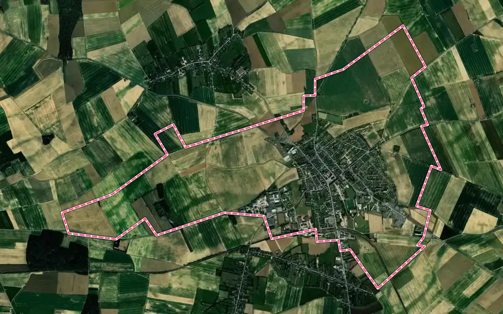Vue satellite de Grandvilliers avec ses contours administratifs