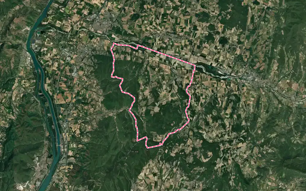 Vue satellite de Grane avec ses contours administratifs