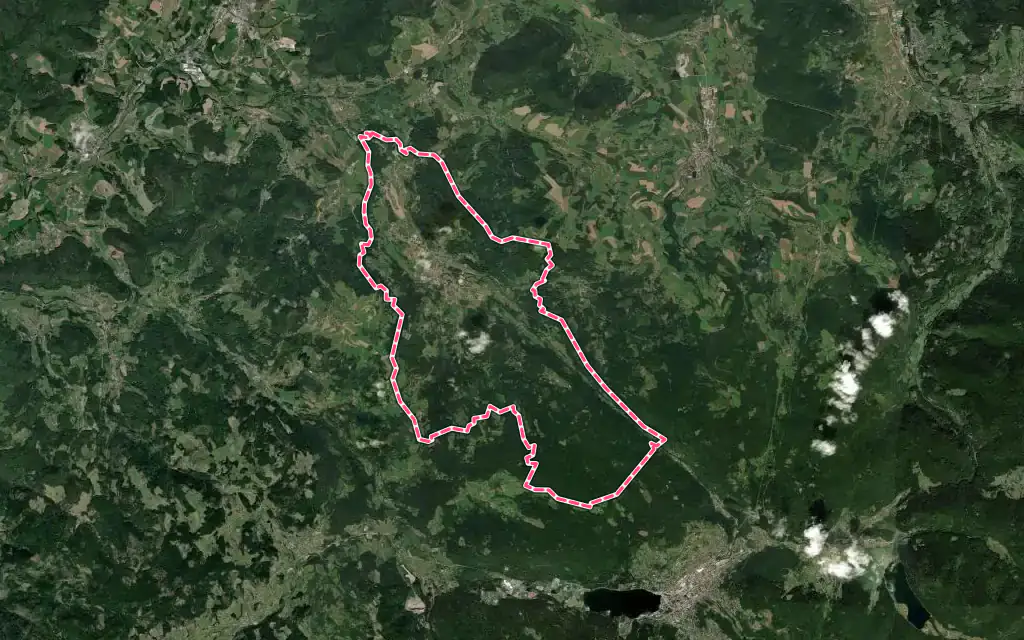 Vue satellite de Granges-Aumontzey avec ses contours administratifs